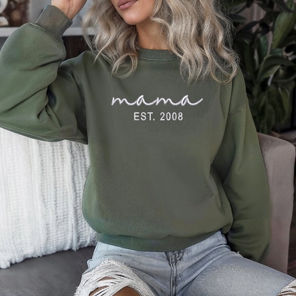 Motherhood Chic : Sweat-shirts brodés Mama Script - Poitrine complète