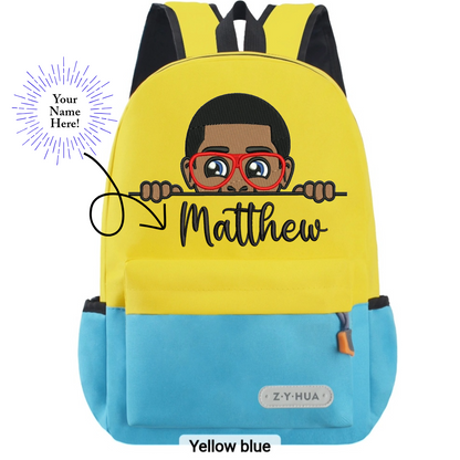 Personnalized Toddler Backpacks, Daypack, Kindergarten elementary school Bag-Custom Kids Name school Backpack, Daycare Nursery School Backpack with Name- Black Boy