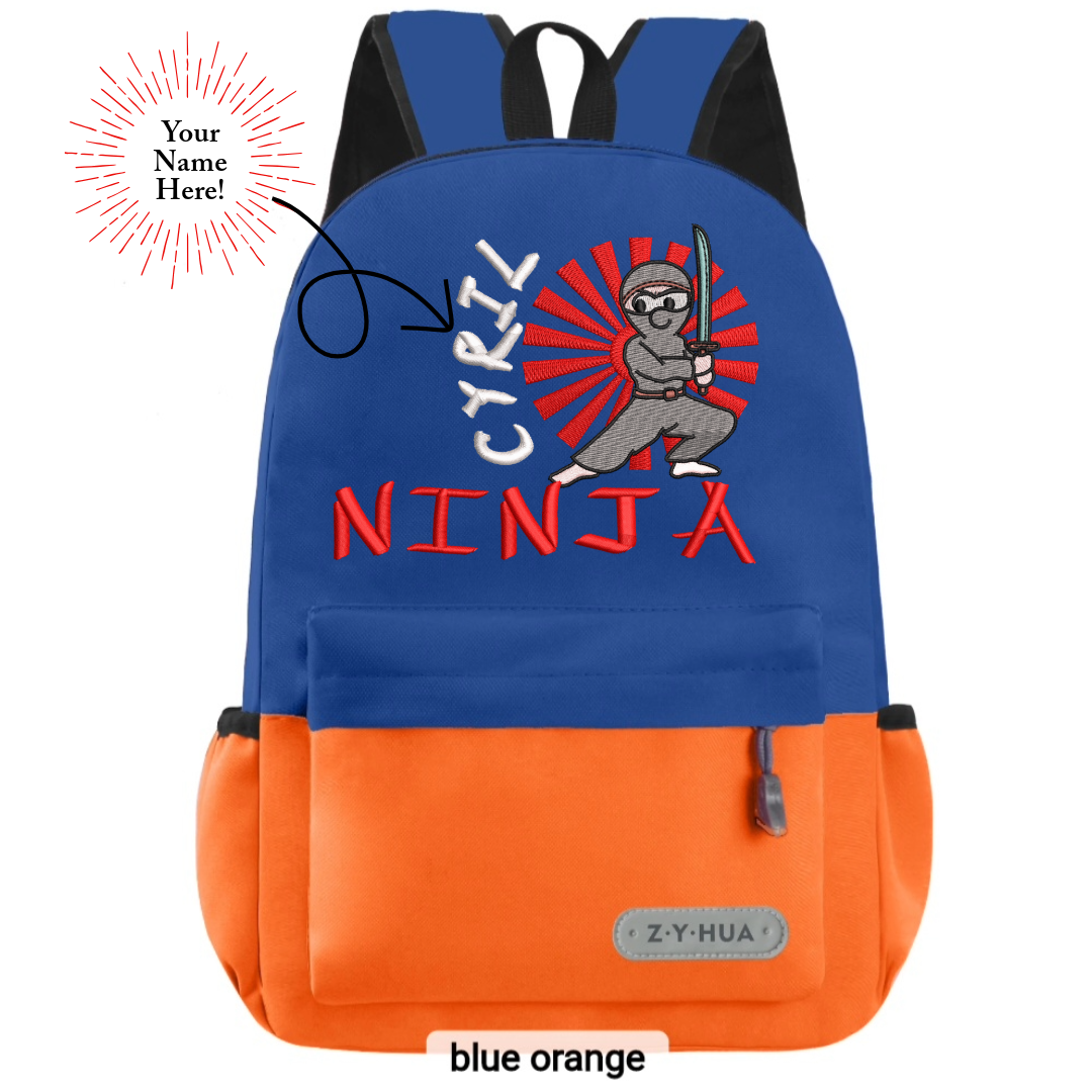 Personnalized Toddler Backpacks, Daypack, Kindergarten elementary school Bag-Custom Kids Name school Backpack, Daycare Nursery School Backpack with Name- Ninja