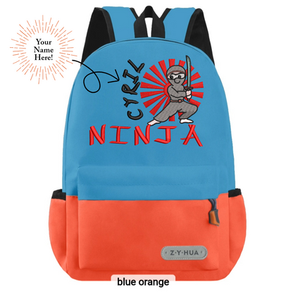 Personnalized Toddler Backpacks, Daypack, Kindergarten elementary school Bag-Custom Kids Name school Backpack, Daycare Nursery School Backpack with Name- Ninja
