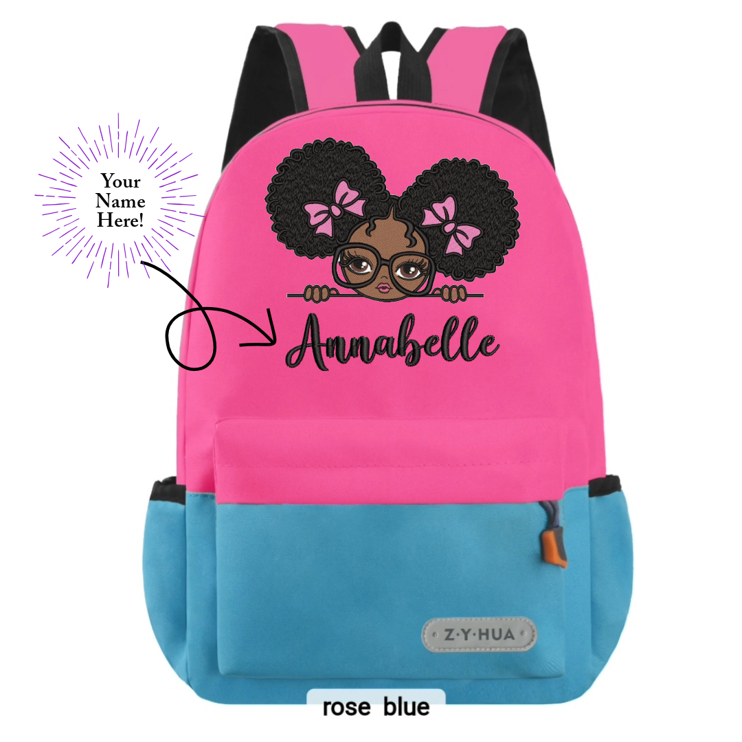 Personnalized Toddler Backpacks, Daypack, Kindergarten elementary school Bag-Custom Kids Name school Backpack, Daycare Nursery School Backpack with Name- Black Princess